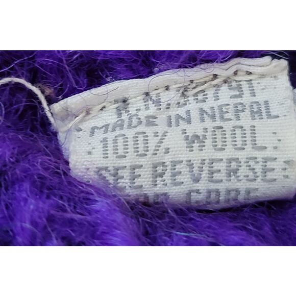 Hand-knitted Nepal Woolen Winter Gloves Mittens - Blue Green Pink Ethnic Wool - Picture 2 of 4